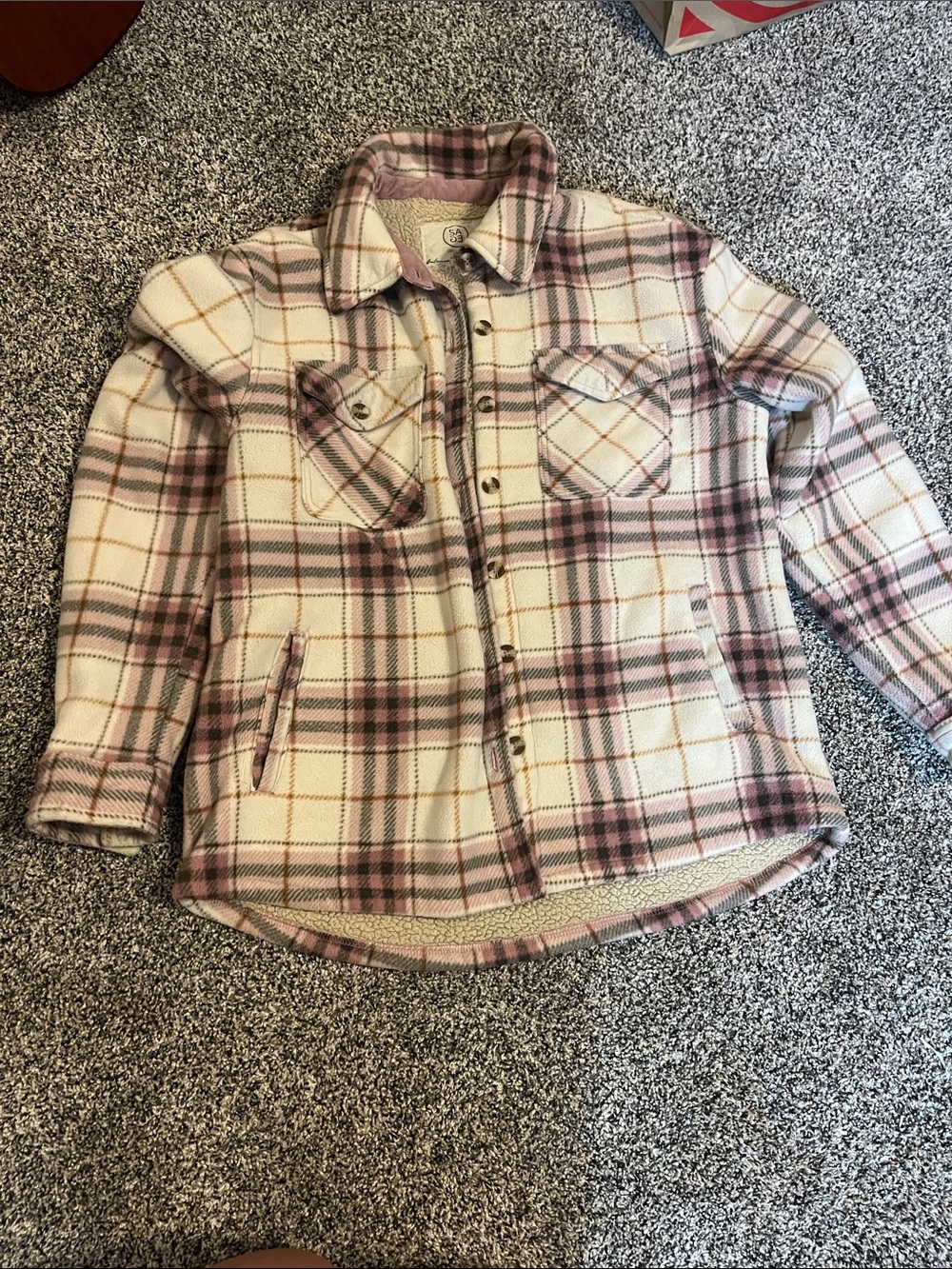 Plaid Sherpa-Lined Jacket - Pink & Cream